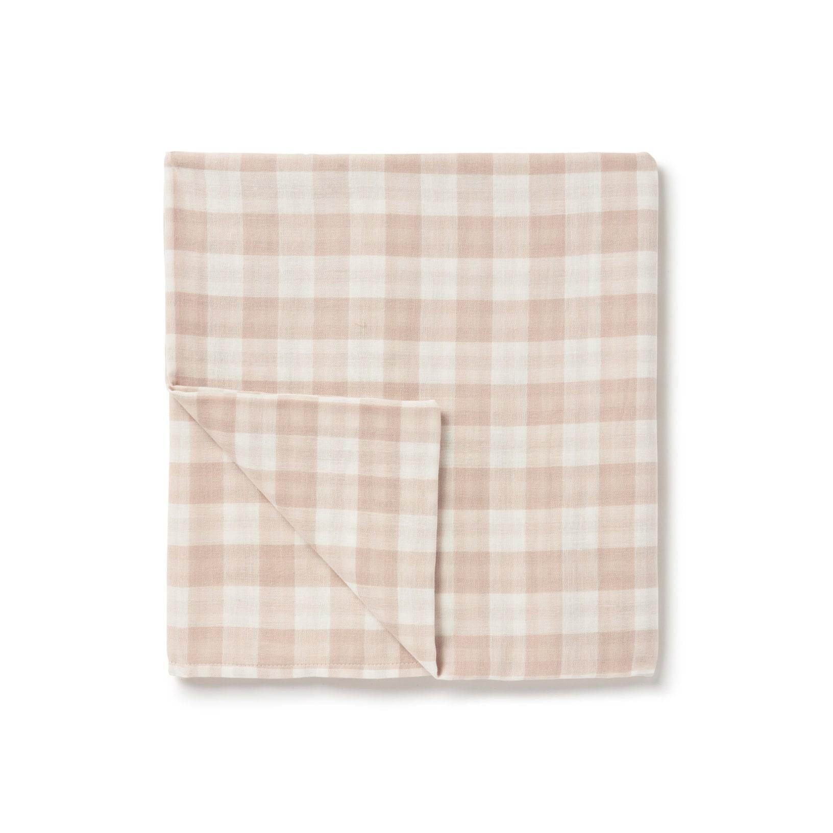 Taupe Gingham Muslin Wrap